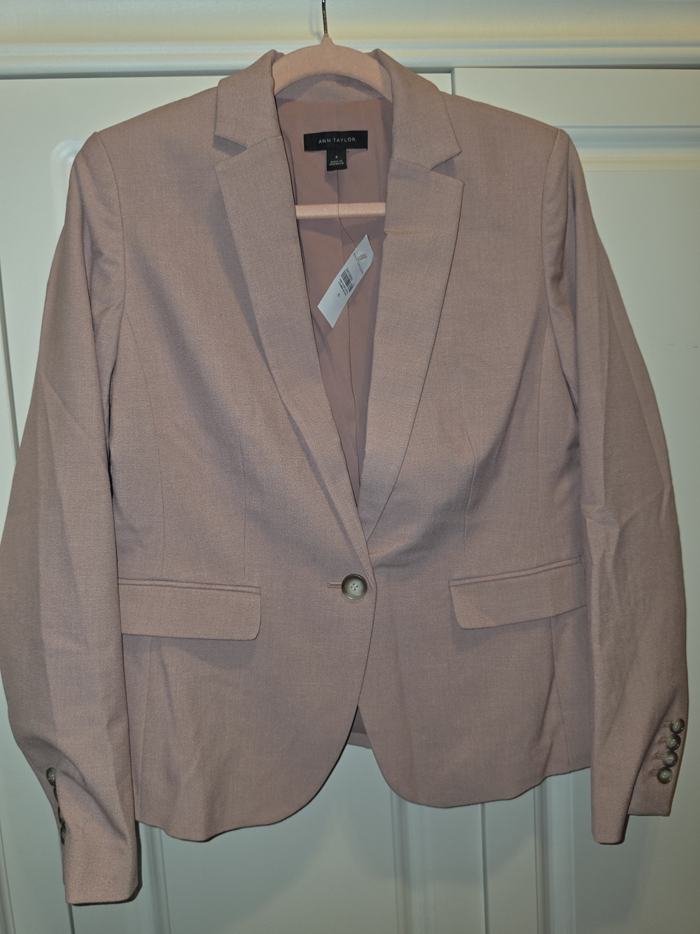 Ann Taylor Light Blush Single-Button Tailored Blazer
